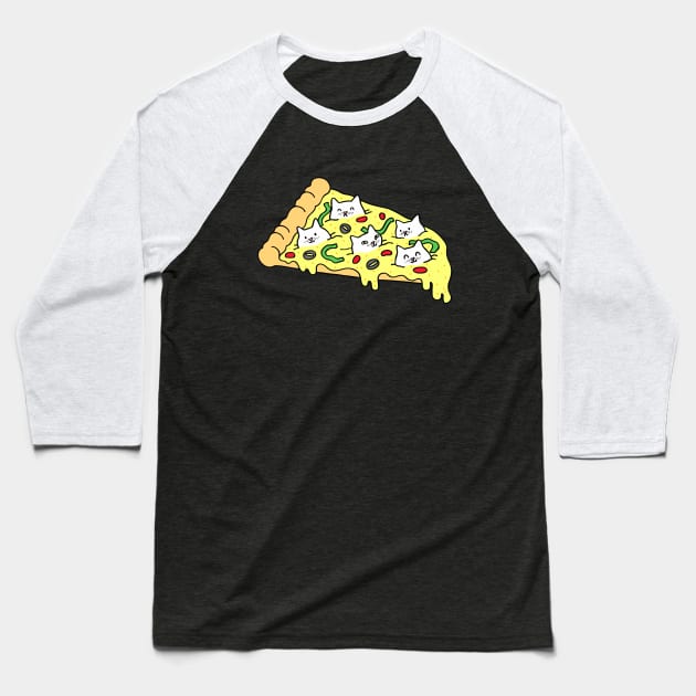 Pizza Cats Baseball T-Shirt by natelledrawsstuff